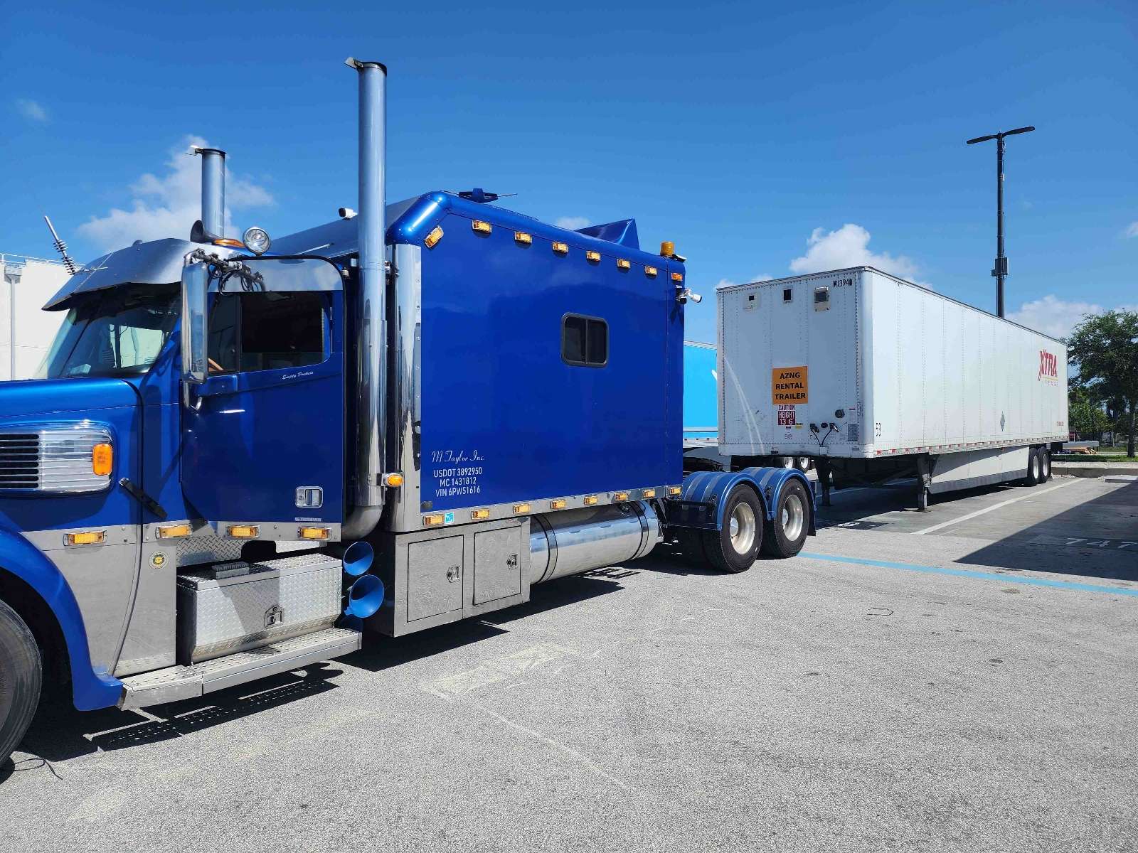 Power-only tractor hauling dry van trailer