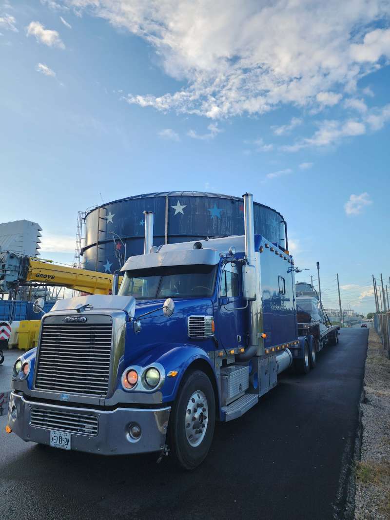 Emergency equipment hauled on stepdeck trailer